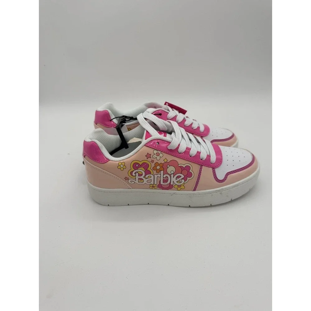 Barbie Floral Shoes Womens Size 7 Pink Low Top Casual Sneakers WMBA24BB002